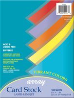 Pacon Card Stock, Vibrant Assortment, 5 Colors,  8-1/2" x 11", 100 Sheets
