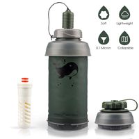 SimPure Collapsible Water Filter Bottle Container 0.1 Micron 2-Stage Integrated Water Purifier for Travel Hiking Camping Backpacking Endurance Sports, 20 oz Filter Water Bottle 0.75L / 26 OZ