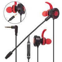 3.5mm Gaming Earbuds with Mic, Insten in-Ear Headset Earphones with Dual Microphone [Detachable and Built-in] Compatible with PS4 Xbox One Nintendo Switch Lite E-Sports PC Mobile Game Universal Red