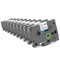 Zencoma Compatible Label Tape Replacement for Brother TZe Tape 12mm 0.47 Laminated White P Touch Label Tape, Water Resistant Label Maker Tape Work with Brother PTD210 PTD400AD PTH110, 10 Pack