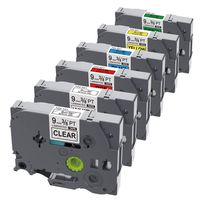 Replace TZ Tape 9mm Laminated Label Tape TZe121 TZe221 TZe421 TZe521 TZe621 TZe721,Compatible with Brother P Touch PT-D200 PT-D210 PT-H100 PT-D400, 9mm x 8m(0.35 Inch X 26.2 Feet), 6-Pack