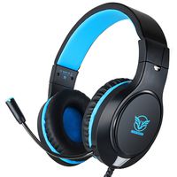 Gaming Headset for Xbox One, PS4,Nintendo Switch Bass Surround and Noise Cancelling with Flexible Mic, 3.5mm Wired Adjustable Over-Ear Headphones for Laptop PC iPad Smartphones (Blue-Black)