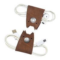 Cat Shaped Cord Keeper (Cord Clam) 2-Pack Handmade by Hide & Drink :: Swayze Suede