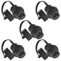 Anmbest 5PCS Panel Mounting RJ45 Waterproof Cat5/5e/6 8P8C Connector Ethernet LAN Cable Connector Double Head Coupler Adapter Female to Female with Waterproof/Dust Cap