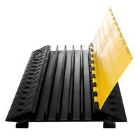 BestEquip 5 Channel Cable Protector 18000 LBS Capacity Extreme Rubber Cable Protector Cable Protector with Black Ramp and Yellow lid Connector for Cable and Wire Protect