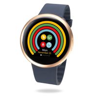 MyKronoz ZeRound2 Smartwatch with Circular Color Touchscreen and Smart Notifications, Swiss Design, iOS and Android - Pink Gold/Blue