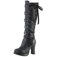 Womens Knee Length Boots,LuluZanm Sales! Ladies Leather Cosplay Cross Tied High Boots Platform Gothic Bows Shoes Black