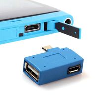Right Angle Micro USB Male 90 Degree USB 2.0 OTG Male to Micro Female Plug Adapters with USB Power for Cell Phone Tablet with Micro USB Adapter (Right Angle Blue)