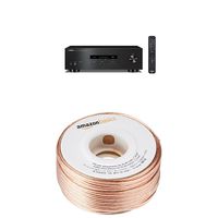Yamaha R-S202BL Stereo Receiver with AmazonBasics Speaker Wire (100 feet) and Banana Plugs (6 pairs)