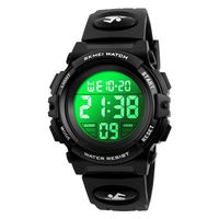 Boys Digital Watch Outdoor Sports 50M Waterproof Electronic Watches Alarm Clock 12/24 H Stopwatch Calendar Wristwatch - All Black