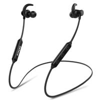 Akface Bluetooth 5.0 HD Stereo Sound Water Proof Sports Earphones with Soft Silicon Earhooks 6Hrs Play Time for Workout, Running, Gym, Black