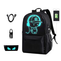 School Backpack Bookbag Anime Cartoon Backpack Luminous Casual Daypack with USB Charging Port for Boys Girls Teenagers