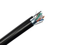 CAT6 Outdoor Bulk Ethernet Cable, Shielded Aerial Solid Copper w/Messenger, 23 AWG 1000ft