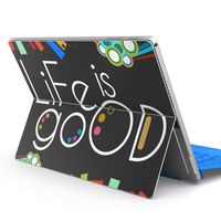 igsticker Ultra Thin Premium Protective Back Stickers Skins Universal Tablet Decal Cover for Microsoft Surface Pro 4/ Pro 2017/ Pro 6(2018) 008927 Colorful　Black　Black