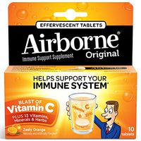 Airborne Zesty Orange Effervescent Tablets, 10 count - 1000mg of Vitamin C - Immune Support Supplement (Pack of 2)