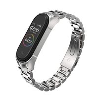 MIJOBS Replacement Strap Compatible with Xiaomi Mi Band 4, Stainless Steel Replacement Band Metal Bracelet Wristband Accessories for Xiaom Mi Band 3 Strap (Silver)