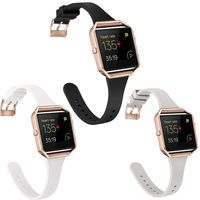 Amcute Compatibe for Fitbit Blaze Band Slim Narrow Thin Silicone Replacement Wristband with Metal Frame for Fitbit Blaze Bands Women Men Small Large (3BlackGRAWHITE, Large)