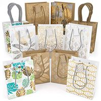 ARTEZA Gift Bags 9.5”x7”x3.4”, Set of 18pcs (9 Mixed Designs, 2 pcs Each Design), Perfect for Any Holiday Occasion, Graduations, Birthday Parties and More!