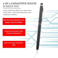2 in 1 Universal Stainless Steel Capacitive Crystal Touch Screen Stylus & Ball Point Pen for Tablet PC Phone