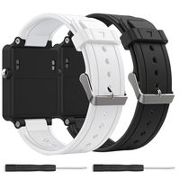 for Garmin vivoactive Band,BossBlue Soft Silicone Replacement Band for Garmin vivoactive Smart Watch,No fit Garmin vivoactive hr Watch.(2 Pack) (Black White, Large)