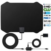HDTV Antenna, Digital Freeview TV Antenna Amplified HD Signal Booster Reception Technology 60-80 Miles HDTV Antenna with Amplifier and Coaxial Cable (Black)