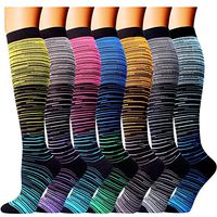 7 Pairs Copper Compression Socks for Men Women 20-30 mmHg Knee High Stockings