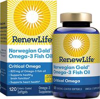 Renew Life Norwegian Gold Adult Fish Oil - Critical Omega, Fish Oil Omega-3 Supplement - Gluten & Dairy Free - 120 Burp-Free Softgel Capsules (Packaging May Vary)