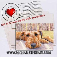 Michael Steddum Watching & Waiting, Irish Terrier Note Card Set