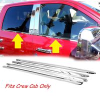 Sizver Polished Stainless Steel Window Sills Trims For 2010-2017 Dodge Ram 2500/3500 Crew Cab Mega Cab ^rear window sill measures at 33" not 24.5"^
