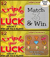 High quality Pregnancy Announcement Lotto Replica Scratch Off Ticket Triple Your Luck Pregnancy Reveal Fake Lottery Ticket Baby Announcement Card (5 cards) By Steply