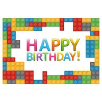 ANMAIKER 59in X 35.4in Colorful Building Block Chips Photography Backdrop,Photographic Studio Photo Backgrounds,Happy Birthday Party,Baby Shower,Video Props,Booth Studio Props,Banner Decorations