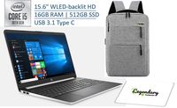HP 2020 15 15.6" HD Touchscreen Premium Laptop - 10th Gen Intel Core i5-1035G1, 16GB DDR4, 512GB SSD, USB Type-C, HDMI, Windows 10 - Silver W/ Legendary Computer Backpack & Mouse Pad Bundle