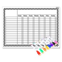 Magnetic Refrigerator Chalkboard (8 Free Markers), Dry Erase Board, Chore, Responsibility, Activity, Reward Star Chart(White 16inch X 12inch Horizontal Flat Pack)