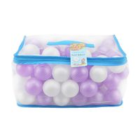Lightaling 100pcs White & Purple Ocean Balls & Pit Balls Soft Plastic Phthalate & BPA Free Crush Proof - Reusable and Durable Storage Mesh Bag with Zipper