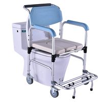 CEYZF 4-Wheel Rolling Toilet Seat, Portable Folding Toilet Stool - Shower Seat - Non-Slip Stainless Steel Toilet Stool