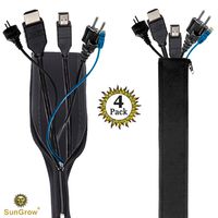 SunGrow Wire Loom Tubing Protect Wires from Rabbits, Cats and Other Pets, 19-inches, Zipper Closure, Efficiently Manages Open Cables, Cord Organizer, 4-Pack