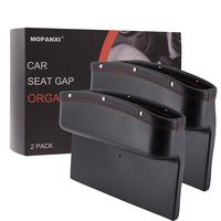 MOPANXI Car Seat Pockets PU Leather Car Console Side Organizer Seat Gap Filler Catch Caddy with Non -Slip Mat 9.2x6.5x2.1 inch Black (2 Pack)