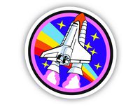 Spaceship Sticker - Vinyl Decal - Laptop, Decor, Window Vinyl Decal Sticker - (4" Vinyl Decal)