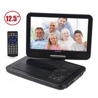 YOOHOO 12.5'' Portable CD DVD Player 10.5'' HD Swivel Screen for Kids with 270°HD Swivel Screen, Support CD/DVD/SD Card/USB, 6 Hours Built-in Rechargeable Battery-Black