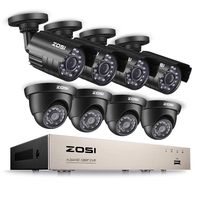 ZOSI 8CH Full 1080P HD-TVI Security Camera System Video DVR Recorder with (8) 2.0MP 1920TVL Bullet/Dome Weatherproof CCTV Cameras Motion Alert, Smartphone, PC Easy Remote Access NO Hard Drive