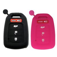 Ezzy Auto Black and Hot Pink Silicone Key Fob Case Key Cover Jacket Holder Protector fit for 2013-2017 Honda Accord Sports