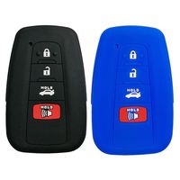 Coolbestda 2Pcs Silicone Smart Key Fob Skin Cover Protector Keyless Jacket Remote Holder for 2018 Toyota Camry C-HR Prius HYQ14FBC 4buttons Smart Key Black Blue