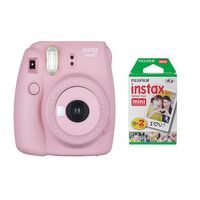 Fujifilm Instax Mini 8+ Instant Film Camera (Strawberry) with Instant Film, 2 x 10 Shoots (Total 20 Shoots) + Colorful Photo Frame Stickers 20 pcs.