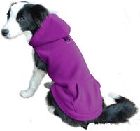 EXPAWLORER Fleece Dog Clothes with Pocket, Cold Weather Spring Vest Sweatshirt Hoodie with O-Ring, Purple L