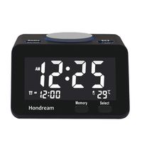 Digital Alarm Clock with Dual USB Charger, Easy Snooze, FM Radio, Large LCD Display, Dimmer, Temperature and Battery Backup for Bedrooms
