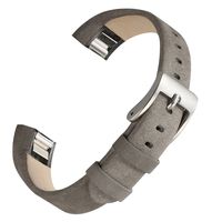 bayite Leather Bands Compatible with Fitbit Alta and Alta HR, Suede Grey 5.5" - 8.1"