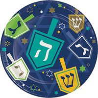 Creative Converting 8 Count Sturdy Style Paper Dessert Plates, 7", Hanukkah Icons