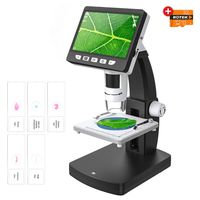 LCD Digital Microscope, ROTEK 4.3 inch 2600mAh Rechargeable Battery 1000X 1080P 2.0 Megapixels Compound Handheld Mini Hdmi Port Lab Microscope with 32GB SD Card and 5 Cell Slides for Kids, Students