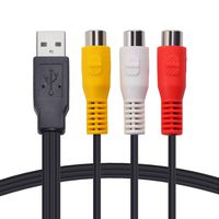 USB to 3RCA Cable, 1 Piece 30cm USB Male to 3 RCA Female Video Audio AV Adapter Cable for TV/PC, Black