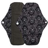 Menstrual Pad Foldable Portable Reusable Bamboo Cloth Washable Mama Sanitary Towel Pad (Black, Large)